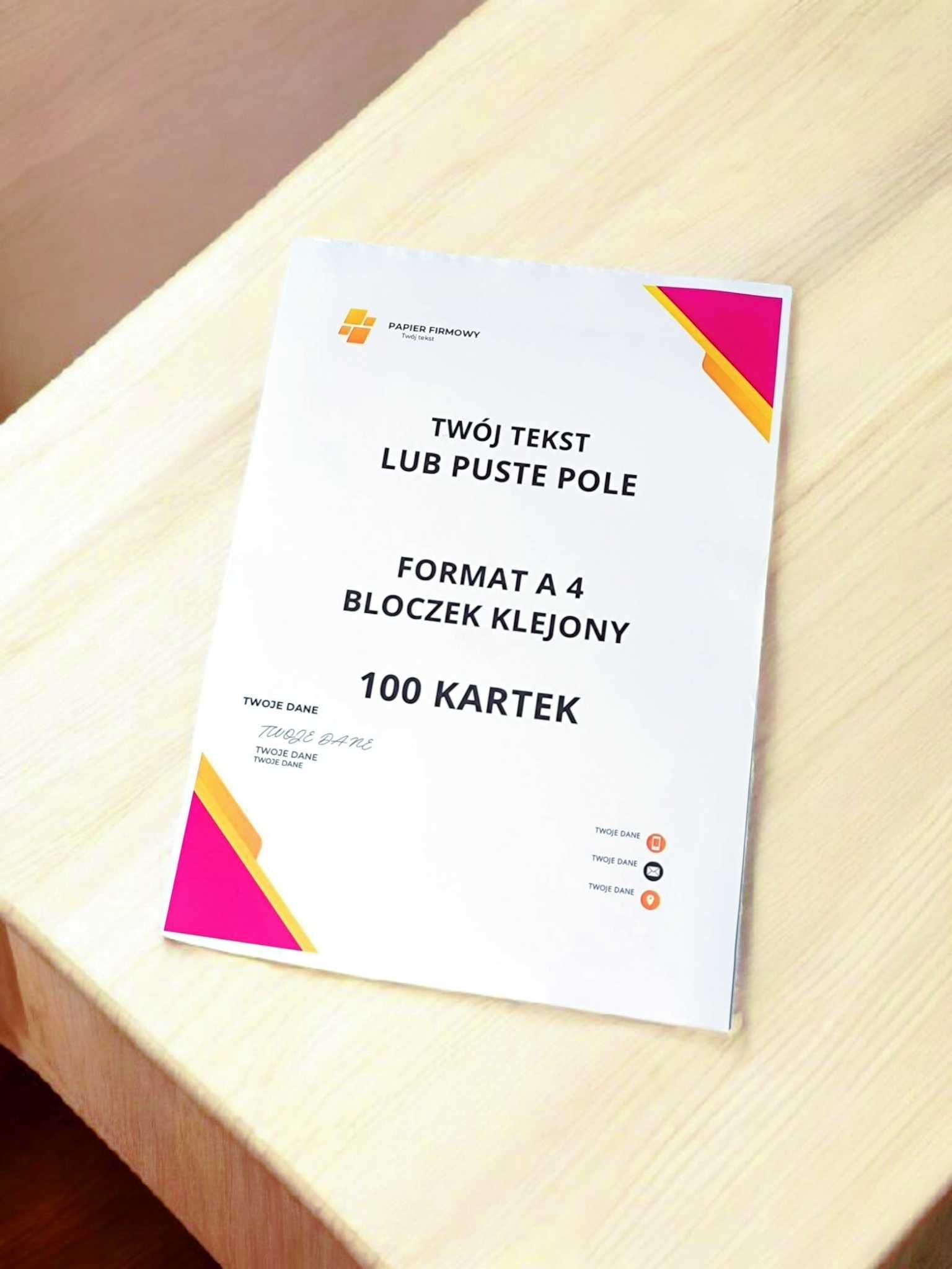 Notes - Papier Firmowy . Bloczki klejone .Twoje Logo druk