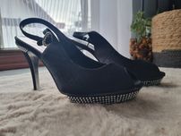 Buty szpilki na szpilce platformy open toe odkryty palec