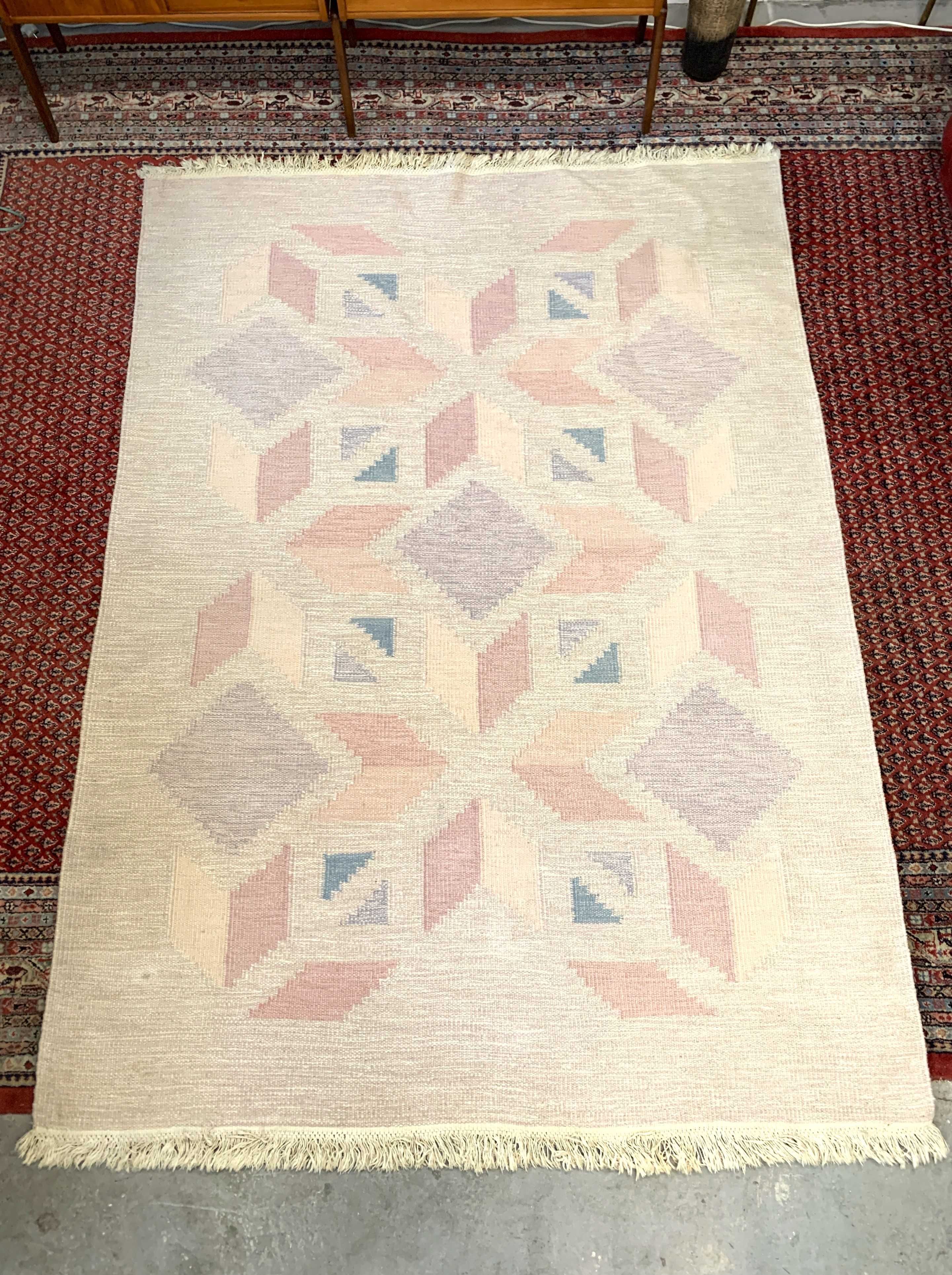 Wełniany dywan RÖLLAKAN 15, Szwecja lata 60/70, vintage, mid-c