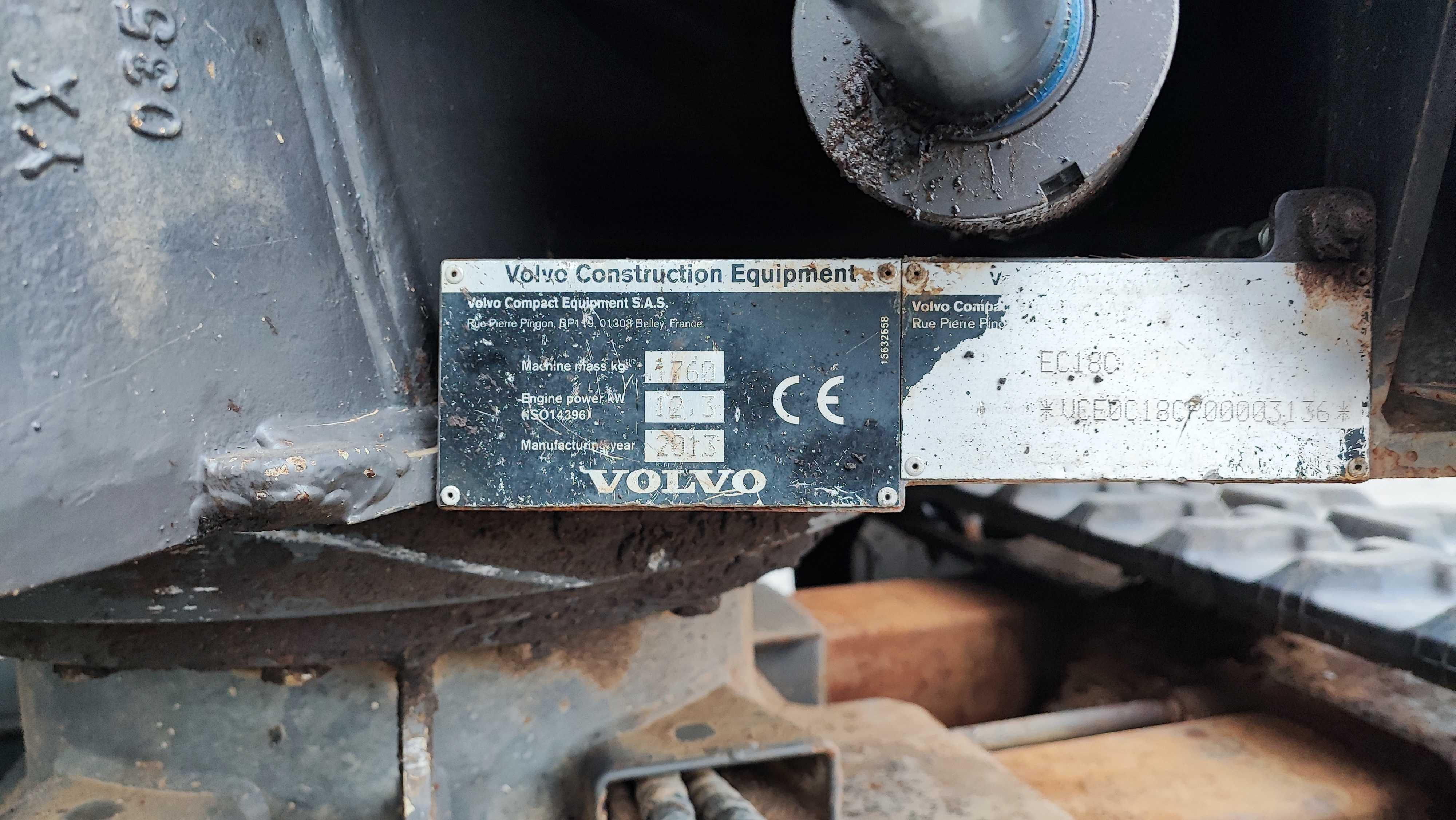 Minikoparka Volvo EC18C z 2013 rok