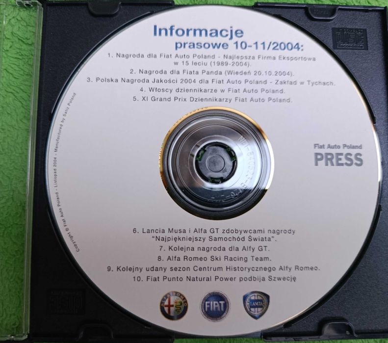 FIAT Alfa Romeo Lancia zestaw prasowy press kit rok 2004