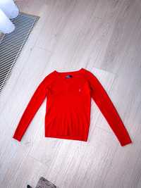 Polo Ralph Lauren czerwone s 36 sweter z dekoltem w serek damski bluza