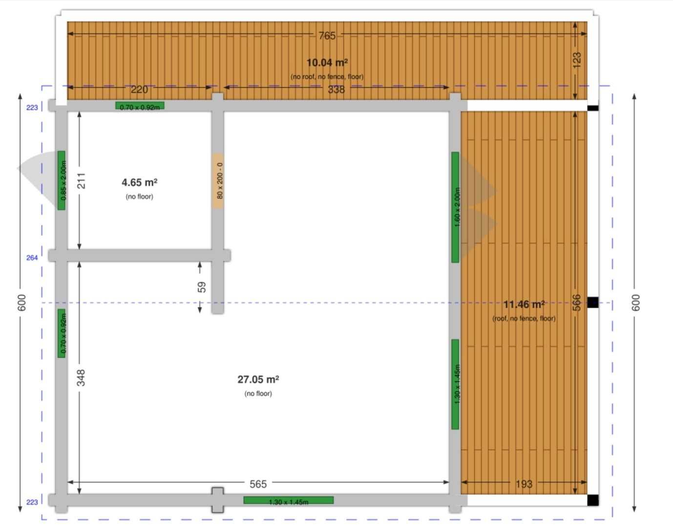 KIT Casa-madeira Premium 7.15x8.20 m 68mm c.. piso-deck