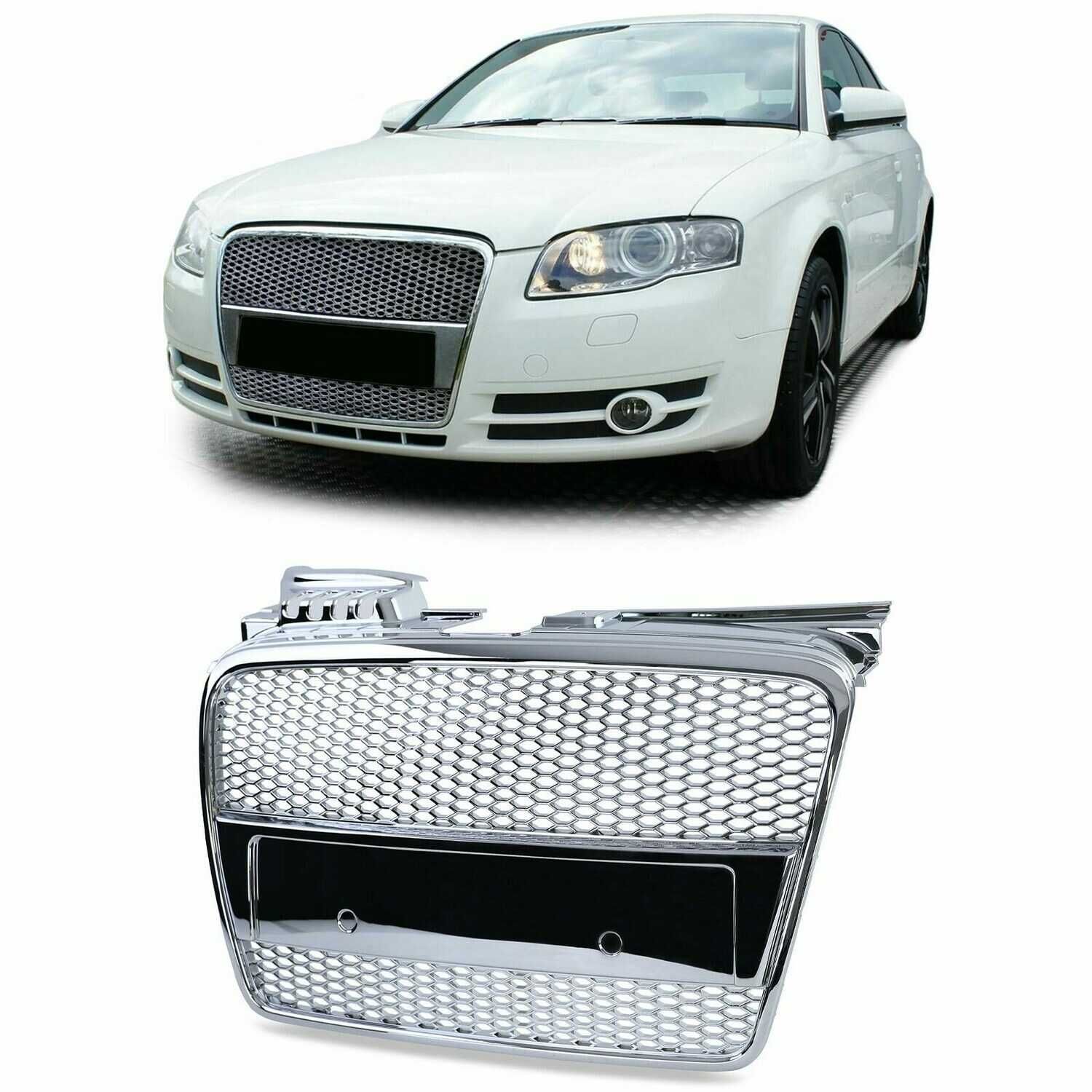 Grelha estilo RS para Audi A4 B7 2004 a 2007 + Cabrio 2006 a 2009