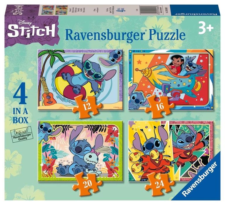 Puzzle dla dzieci 2D 4w1 Disney Stitch pudełko,226x246 mm