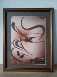 Obraz haftowany koralikami Kawa
