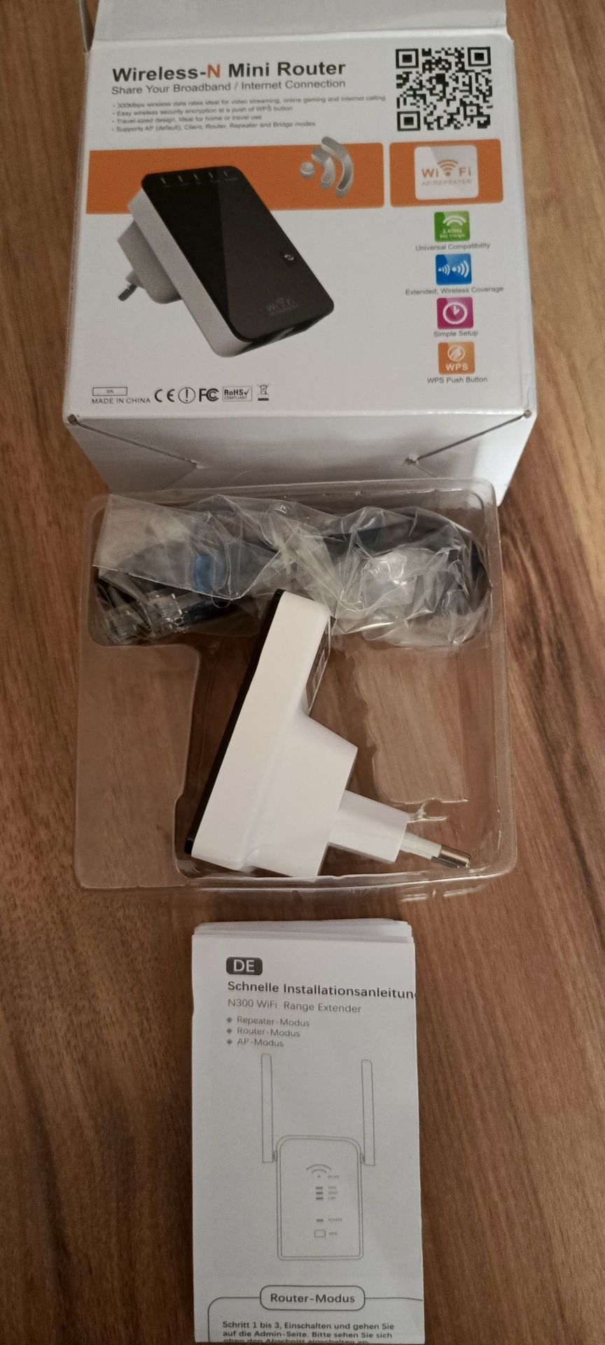 Wzmacniacz,mini router Wi-Fi 300 Mbit/s 2,4 GHz, Mini Compact WLAN.
