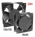 Ventiladores metal 220V - 80x80 e 120x120 mm (ventoinhas)
