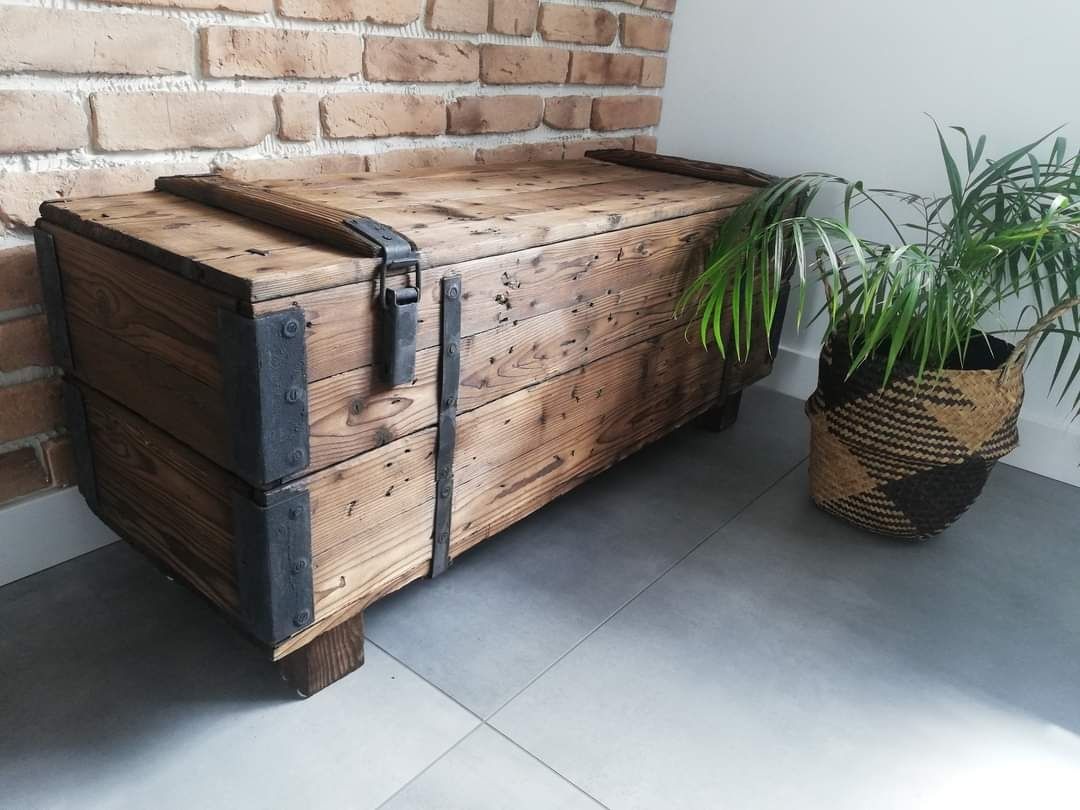 Skrzynia Kufer Siedzisko Retro Vintage Loft