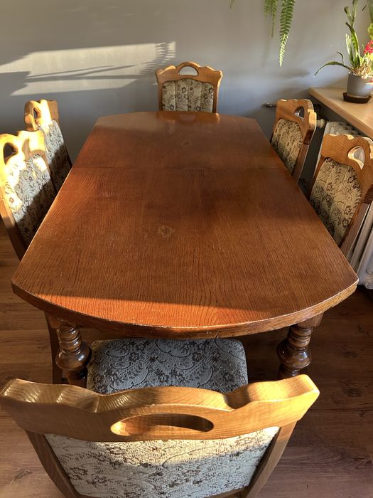 Dębowy stół+6 krzeseł