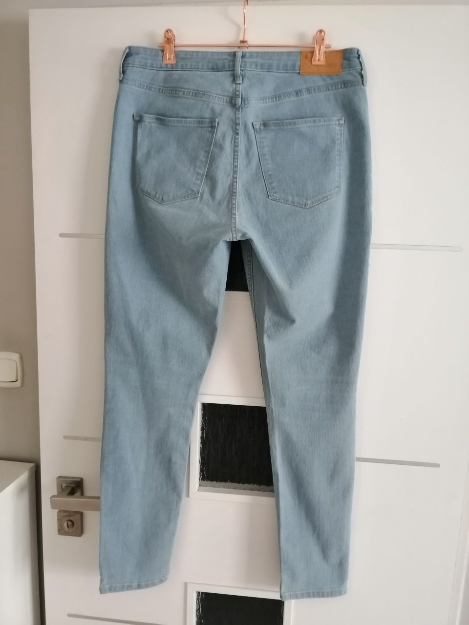 H&M Skinny High Waist Ankle jeansy niebieskie damskie L