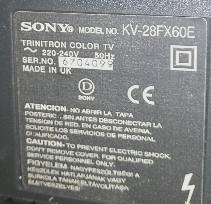 TV SONY TRINITON_ELETRONICA_de Caixa_28"_Ecran_71,12 cm