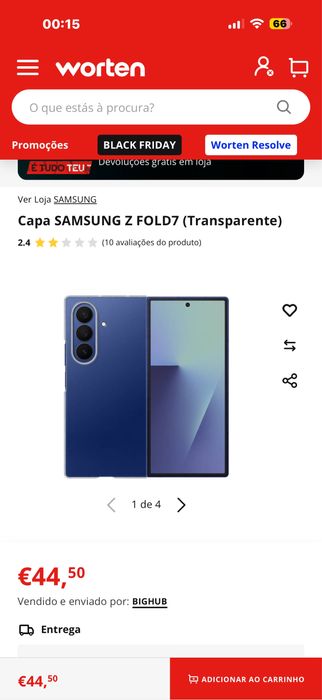 Capa Z Fold 7, ultra fina, 1mm, sem peso ou volume