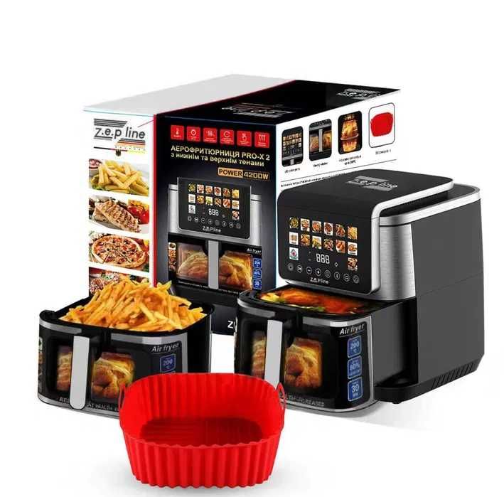 Новинка! 13 литров! Аэрогриль ZP-00340 ДВА ТЭНА! аерогриль фритюрница