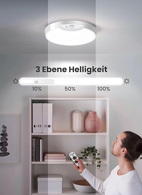 HomeList Lampa Sufitowa LED z Czujnikiem Ruchu 400 Lumenów 20 cm