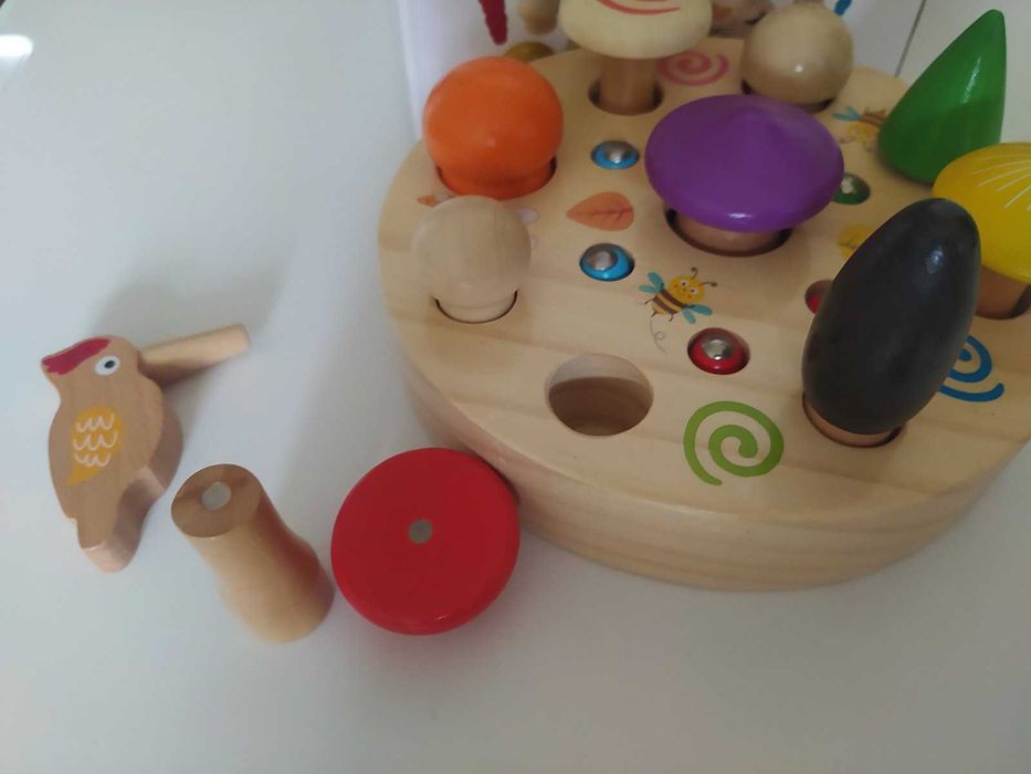 Магнитная игра монтесори грибная поляна Obetty