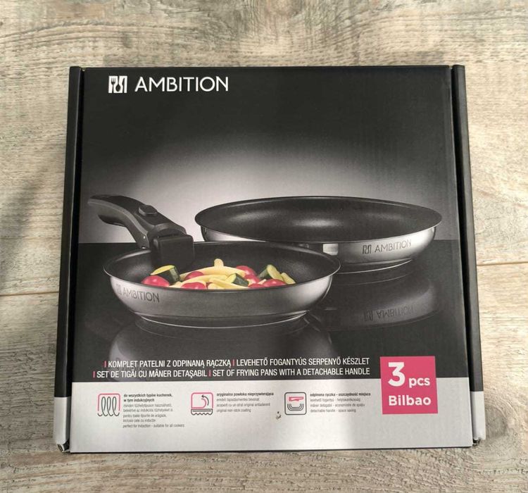 Ambition Bilbao Zestaw patelni z odpinaną rączką 20 i 24cm