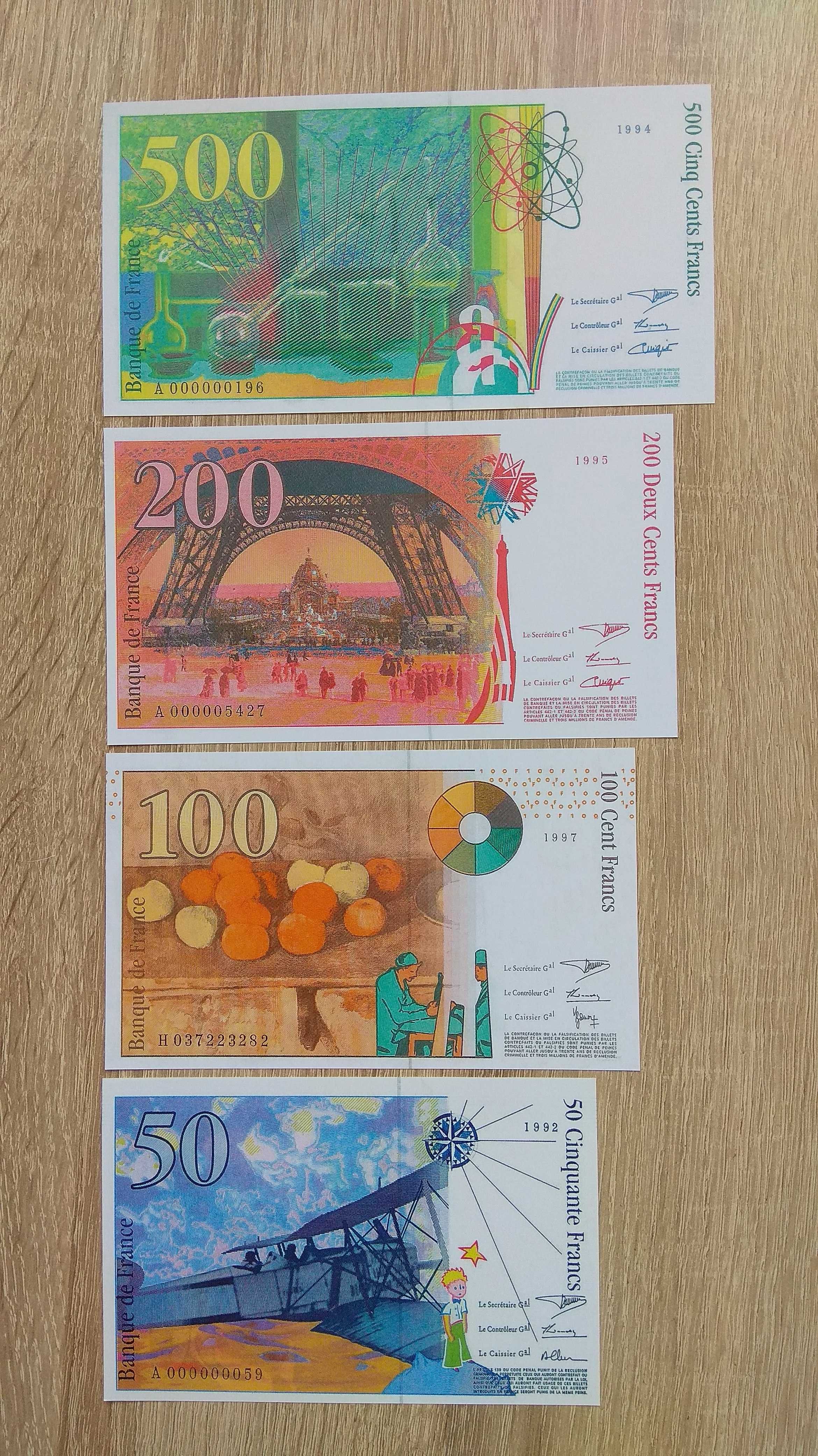 piękne nowe kopie banknotów Franki Francuskie