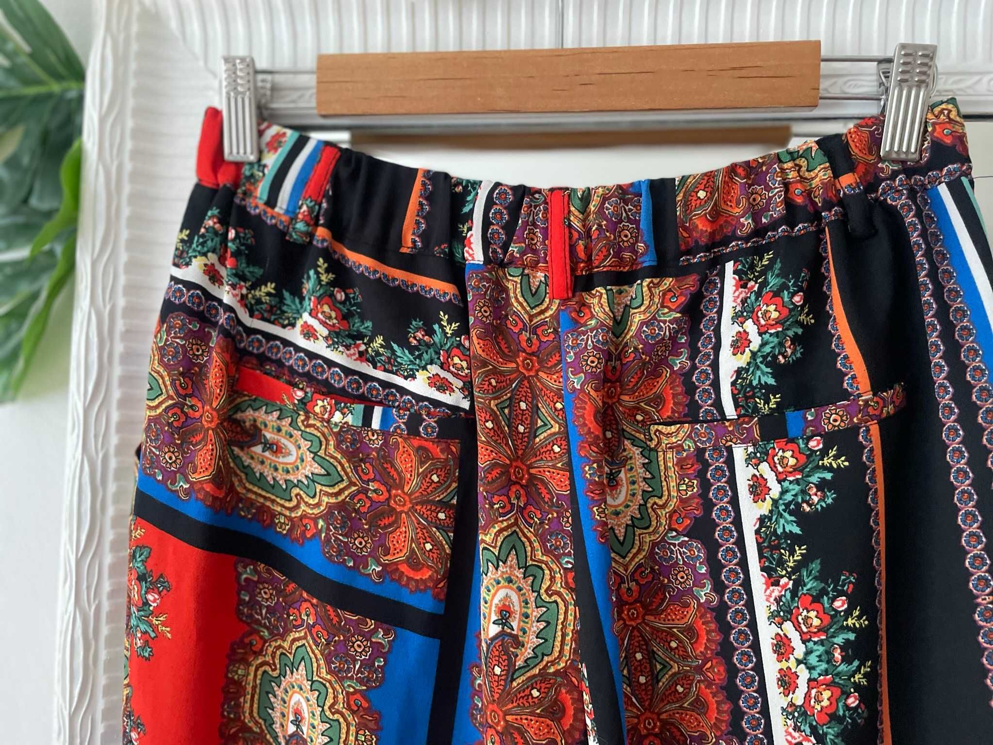 Mango spodnie kolorowe paisley boho etno eleganckie chinosy M 38