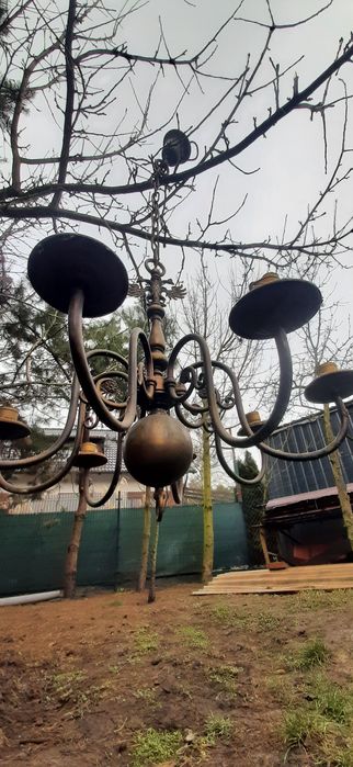Stary żyrandol 8 ramienny mosiężny duży vintage