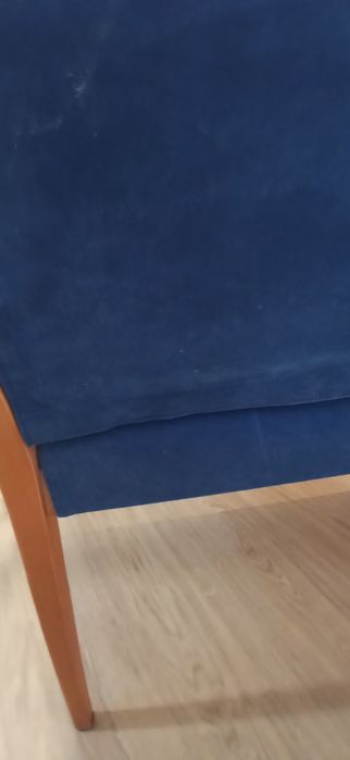 Canape, cadeirão madeira maciça e veludo azul