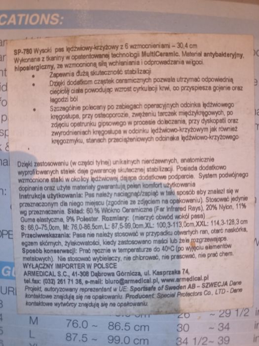 Gorset na kręgosłup - Wysoki pas lędźwiowo-krzyżowy z 6 wzmocnieniami