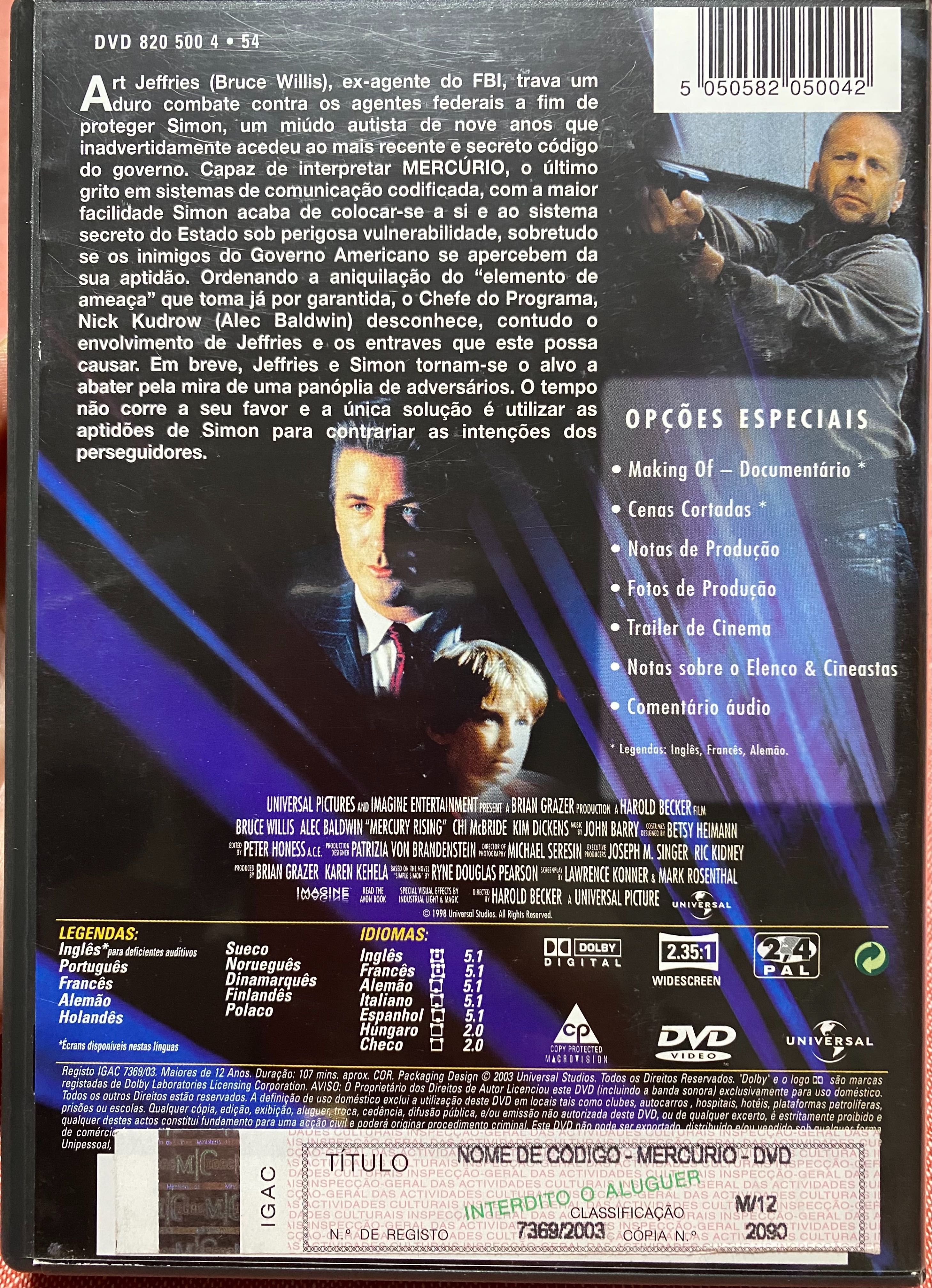 DVD “Nome de Código: Mercúrio”