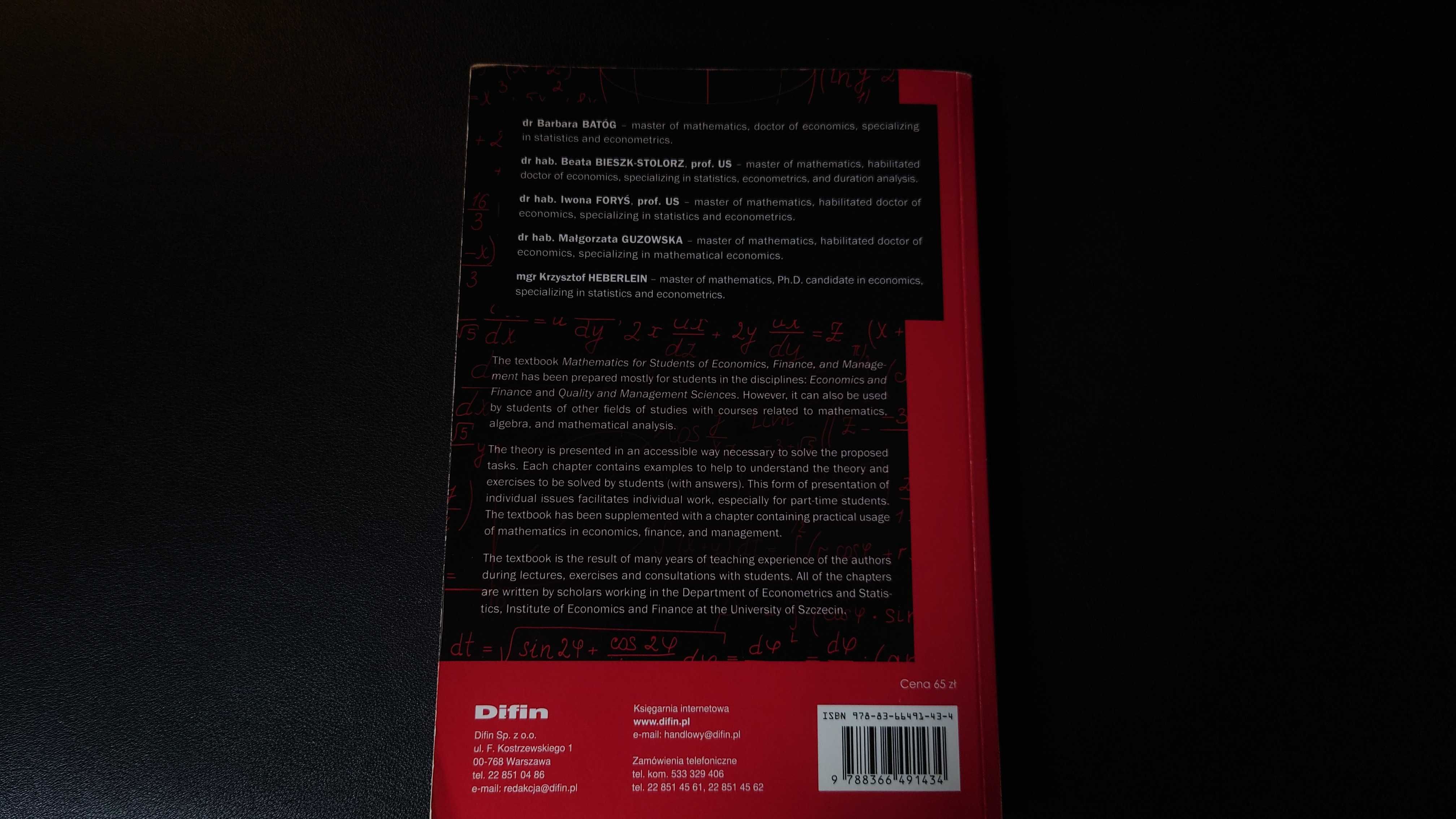 Mathematics for students of economics finance and management