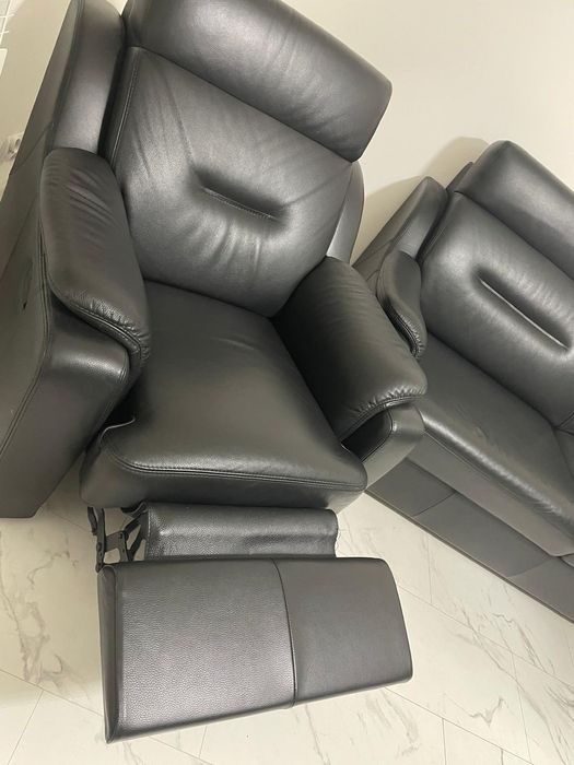 Komplet sofa kanapa fotel fotele kler skóra