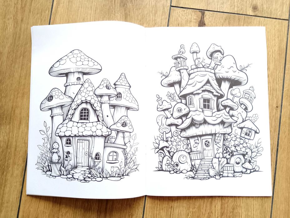 Mushroom Forest A4, Coloring Book, kolorowanki dla dzieci i dorosłych.