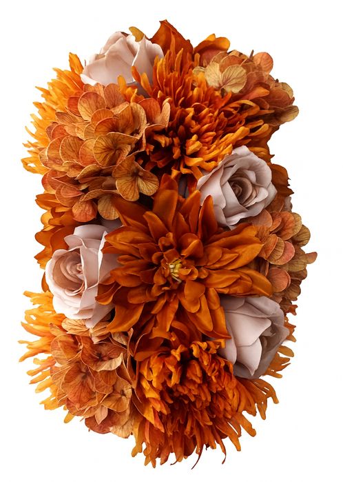 Stroik Na Grób Podłużny Jesienny – Chryzantemy I Róże, Sztuczne Kwiaty