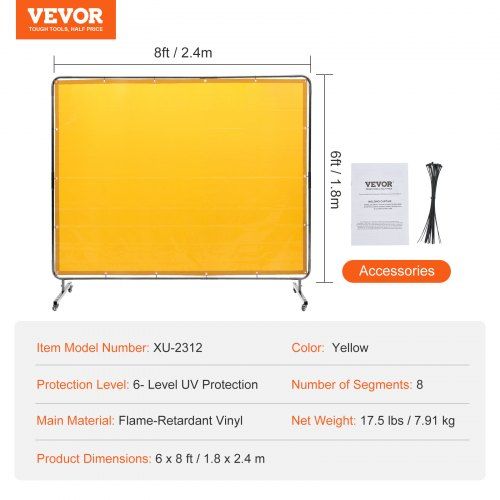 Cortina de soldagem  Cortina de proteção de soldagem de 1,8 x 2,4 m fe