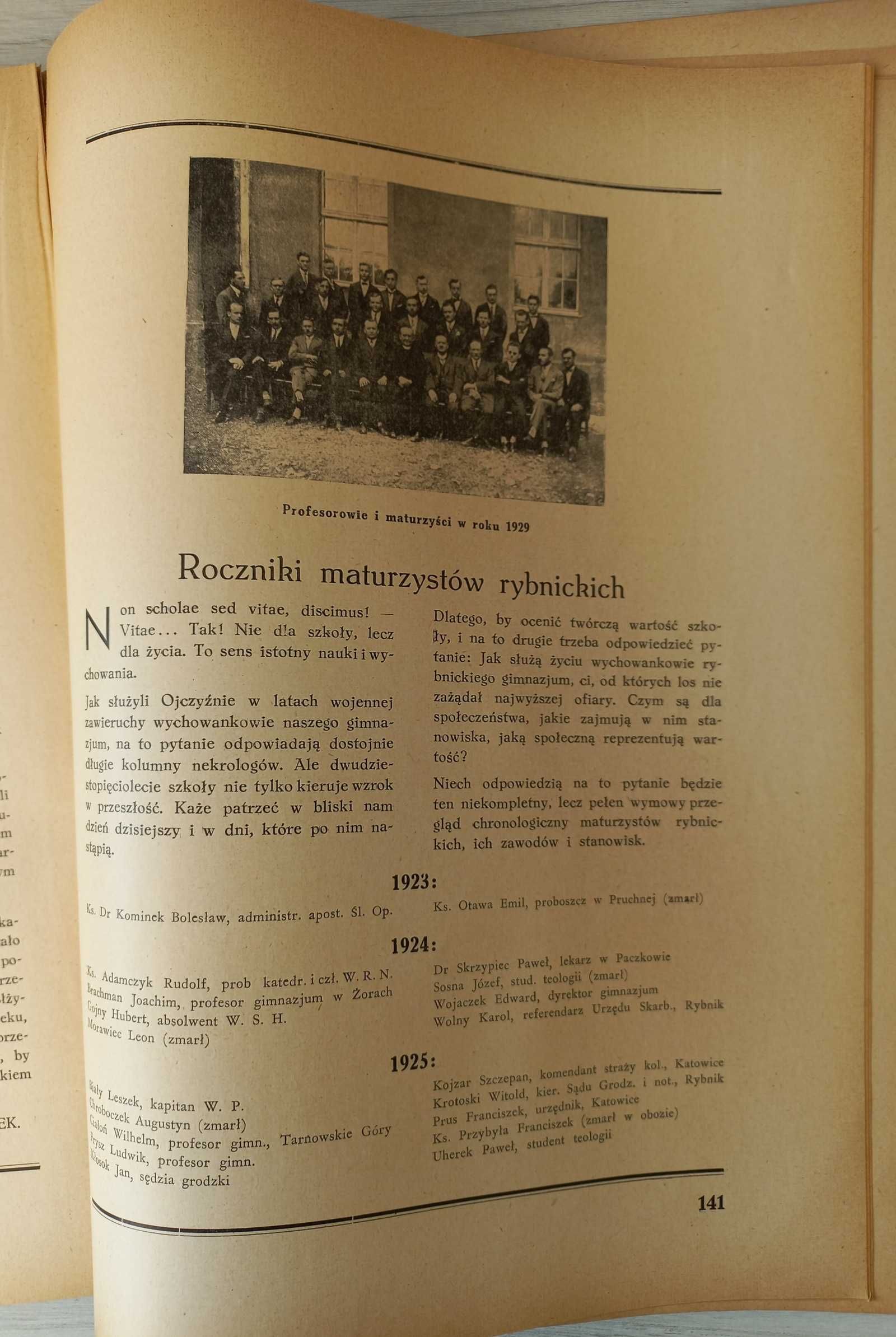 Księga pamiątkowa państwowego gimnazjum i liceum w Rybniku 1922 - 1947