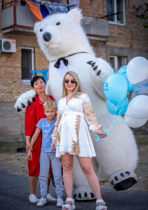 Веселий Пес Патрон Білий Мішка Ведмідь на День народження