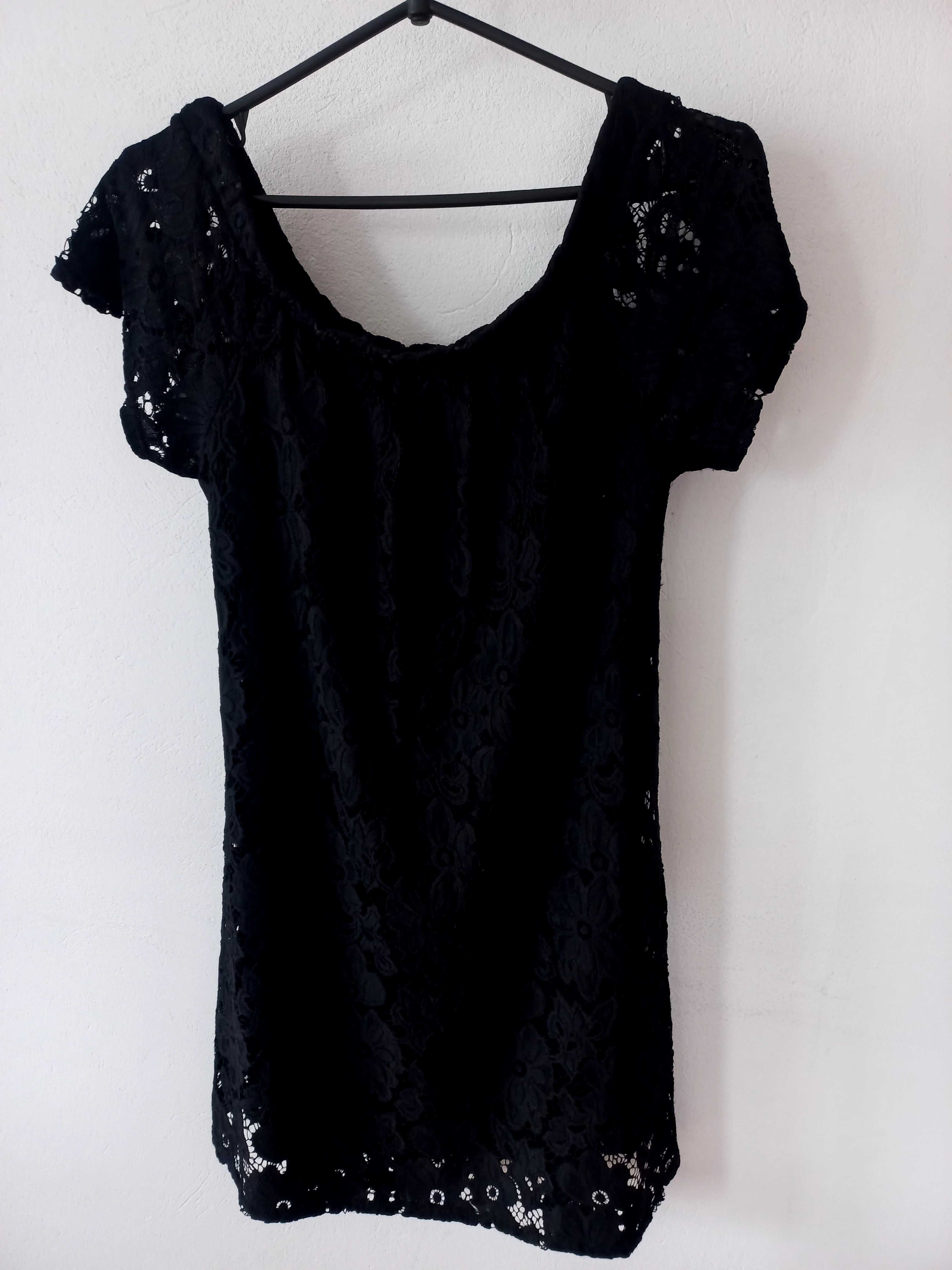 River island czarna koronkowa tania sukienka mini