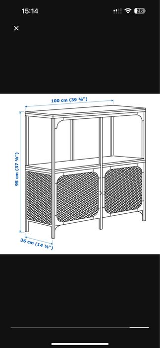 Regał metalowy z drewnianym blatem, metalowe drzwi