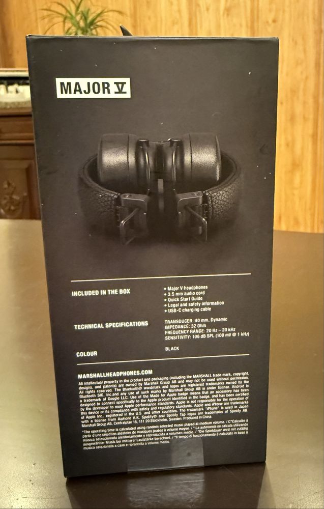 Навушники Marshall Major 5 ОРИГІНАЛ Чорні