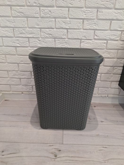Ratanowy kosz na pranie szary 55l