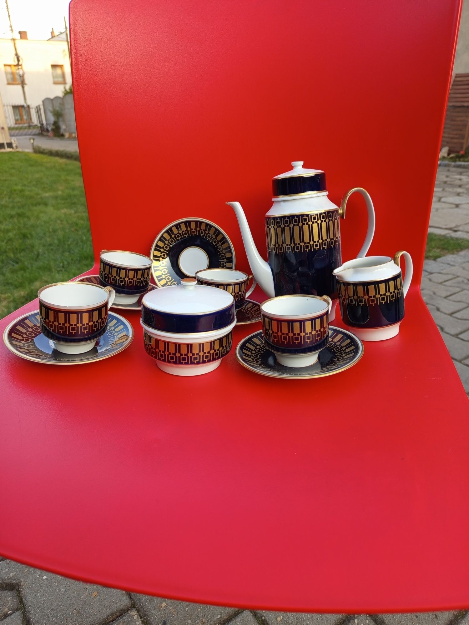 Zestaw Porcelany Weimar fason Eleganz Echt Kobalt.