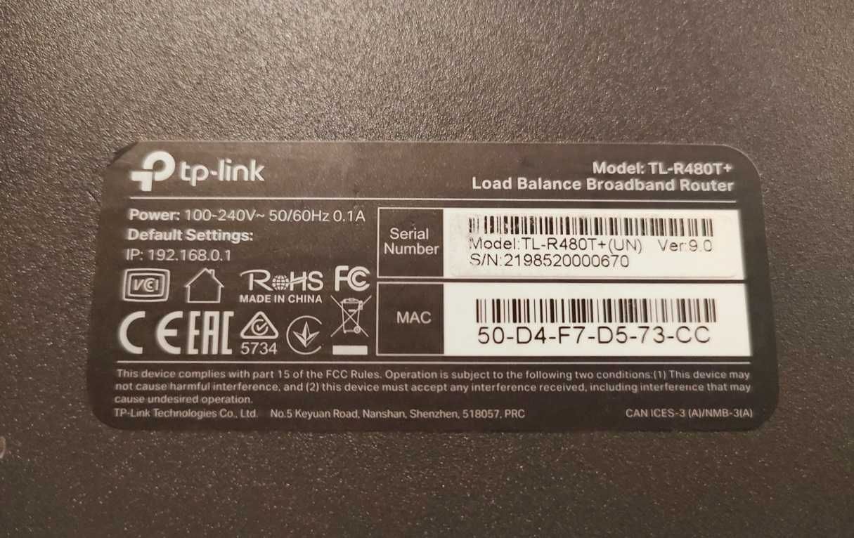 Router Tp-Link TL-R480T+ sprawny z kablem szafa rack 4 WAN LAN