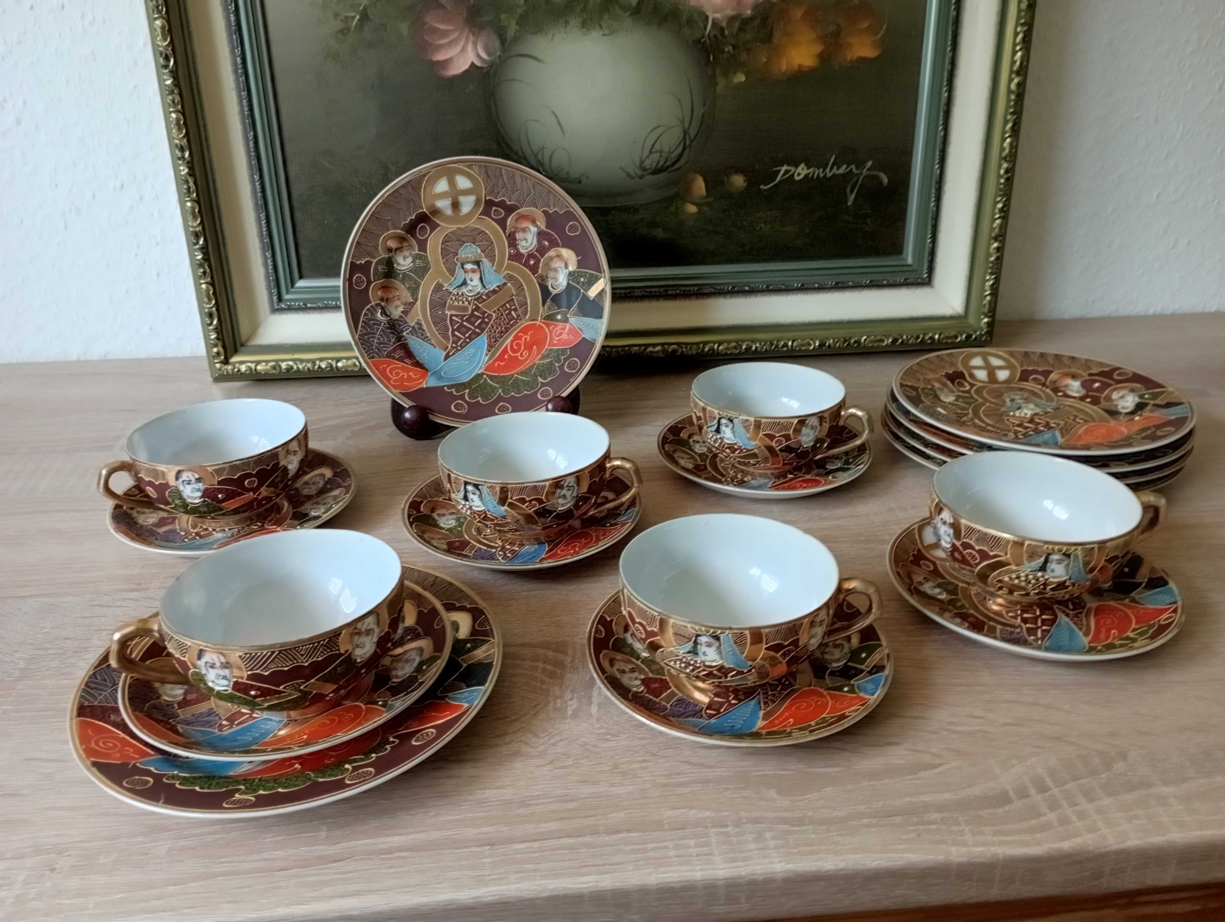 UNIKAT japońska porcelana Satsuma Moriage. FILIŻANKI lata 30te XXwieku