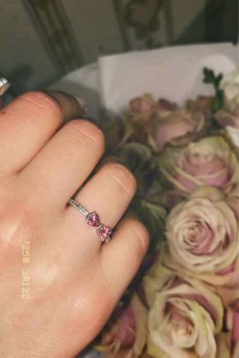 Срібна каблучка Pandora "Рожевий бант"