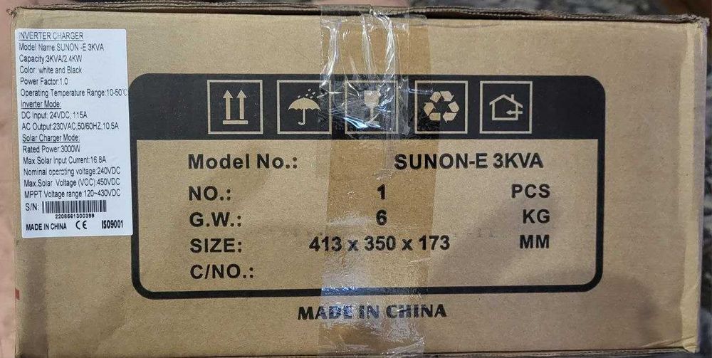 ДБЖ Гібридний інвертор Sako Sunon-e 3kVA + Акумулятор від Tesla 3.6 кВ