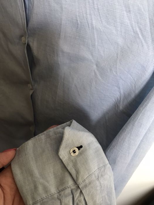 Koszula bawełniana jak nowa niebieska Zara Basic 34XS