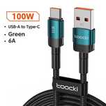 Przewód 1m USB-C i USB Toocki Kabel Ładowania Czarno-Zielony - Green