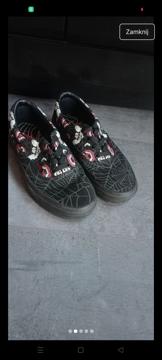 Vans Vansy 38 halloween czarne Goth Gothic emo scene pajęczyna rock