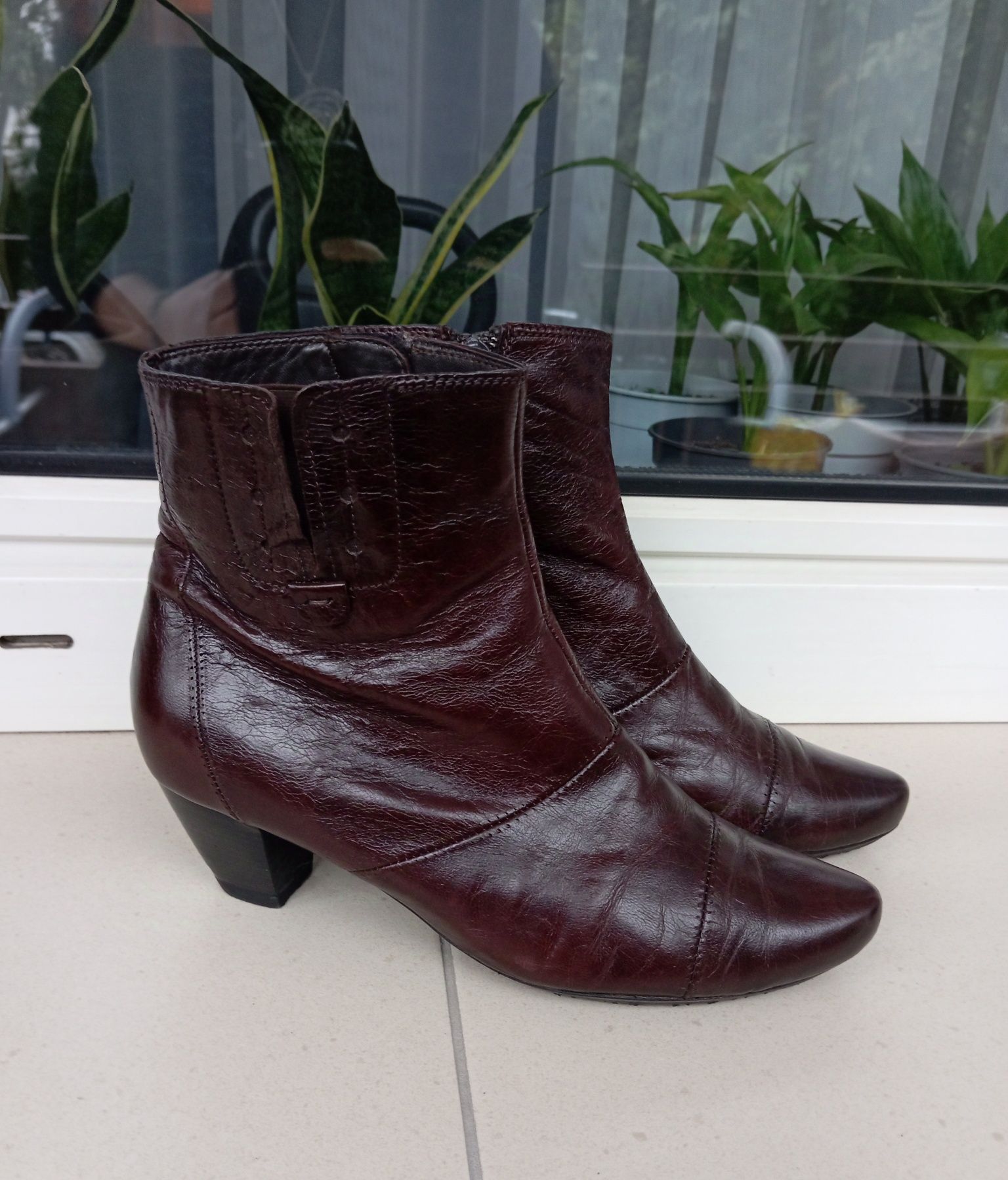 Skórzane brązowe buty botki, Hogl, rozmiar 37,5