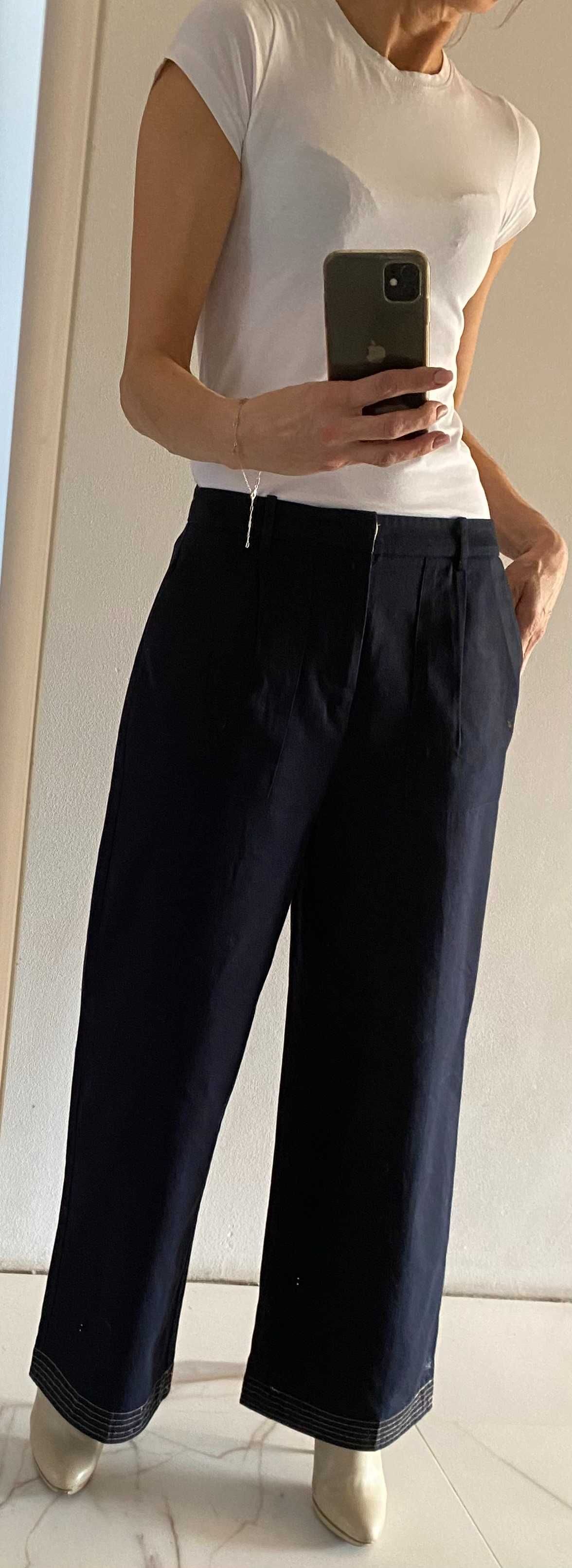 Zara Basic - granatowe super spodnie kuloty r. 28 M - NOWE bez papiero