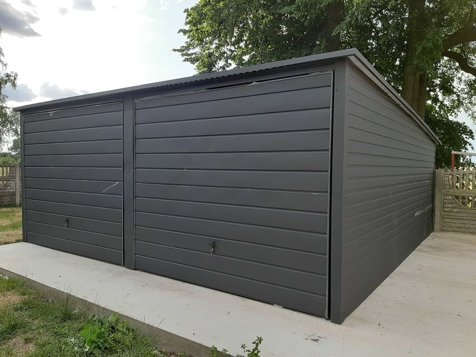 Garaż Podwójny Bramy Uchylne 6x5 Grafit Lub Inny Kolor o cynk