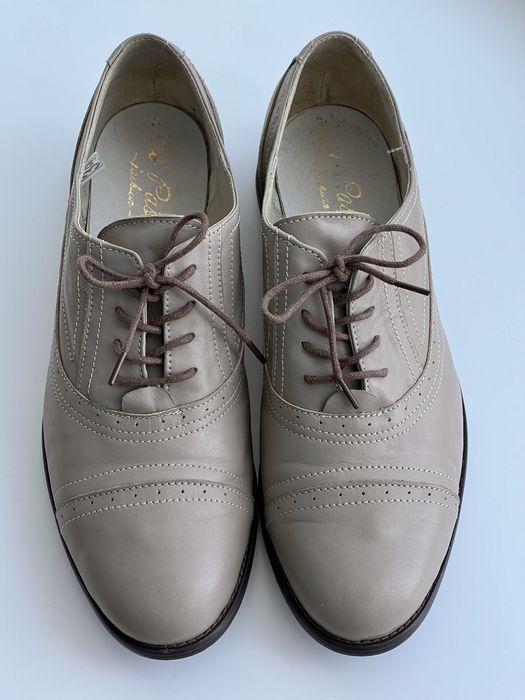 Кожаные женские туфли ботинки оксфорды брогги на шнурках EL PASSO